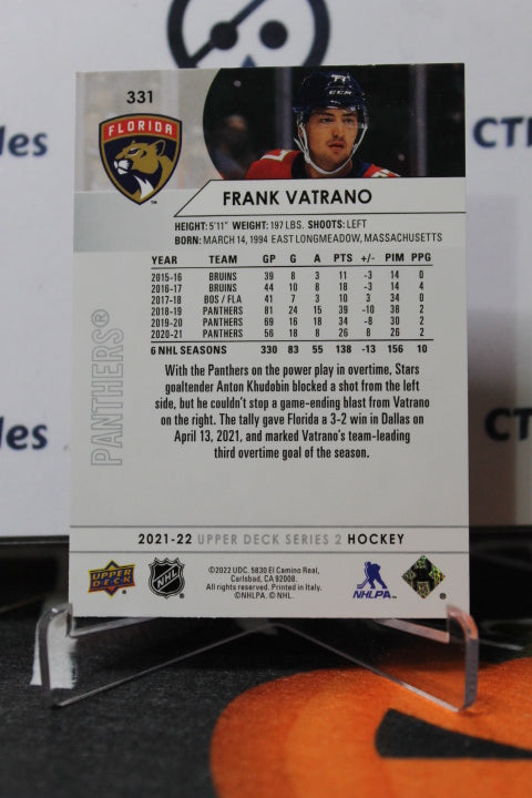 2021-22 UPPER DECK FRANK VATRANO # 331 FLORIDA PANTHERS HOCKEY CARD