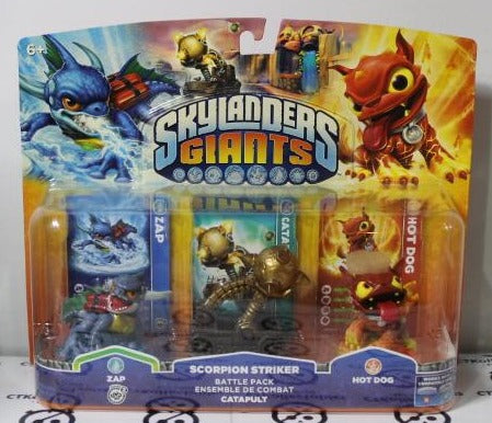 SKYLANDERS GIANTS TRIPLE PACK SCORPION STRIKER BATTLE PACK ZAP CATAPULT HOT DOG ACTIVISION UNOPENED 2012