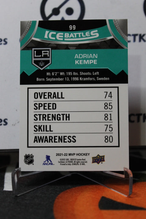 2021-22 UPPER DECK MVP ADRIAN KEMPE # 99  ICE BATTLES  L A KINGS NHL HOCKEY CARD