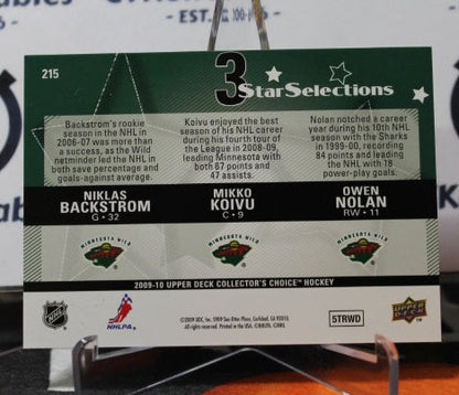 2009-10  UPPER DECK BACKSTROM / KOIVU / NOLAN # 215 STAR SELECTIONS  MINNESOTA WILD  NHL HOCKEY CARD