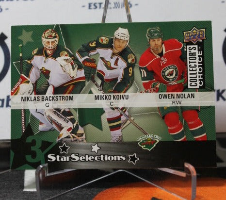 2009-10  UPPER DECK BACKSTROM / KOIVU / NOLAN # 215 STAR SELECTIONS  MINNESOTA WILD  NHL HOCKEY CARD