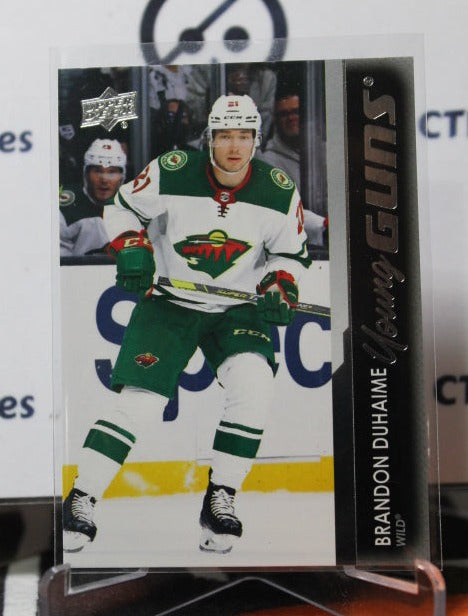 2021-22 UPPER DECK BRANDON DUHAIME # 474 YOUNG GUNS ROOKIE MINNESOTA WILD  NHL HOCKEY CARD