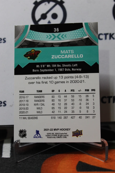 2021-22 UPPER DECK MVP MATS ZUCCARELLO # 36  MINNESOTA WILD  NHL HOCKEY CARD