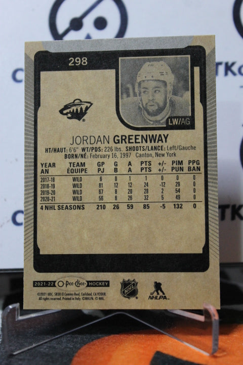 2021-22  O-PEE-CHEE JORDAN GREENWAY # 298  MINNESOTA WILD  NHL HOCKEY CARD