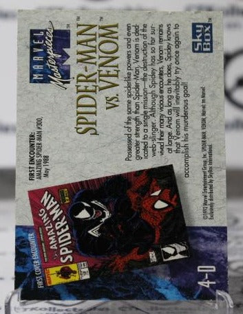 SPIDER-MAN VS VENOM # 4-D EMBOSSED MARVEL MASTERPIECES NON-SPORT TRADING CARD SKYBOX 1992