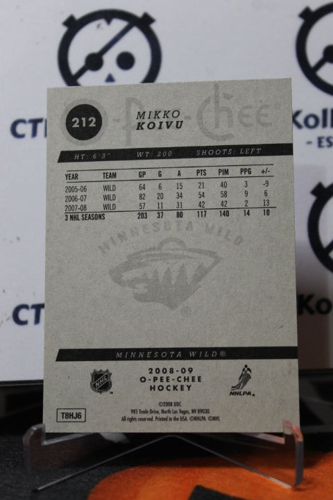 2008-09 O-PEE-CHEE MIKKO KOIVU # 212  MINNESOTA WILD  NHL HOCKEY CARD