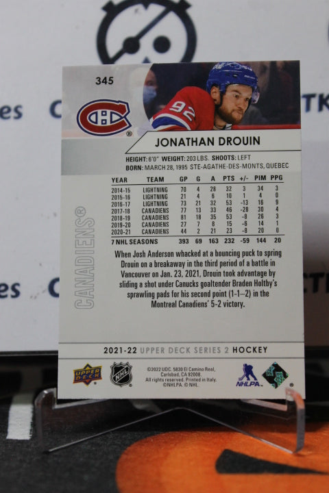 2021-22 UPPER DECK JONATHAN DROUIN # 345 MONTREAL CANADIANS HOCKEY CARD