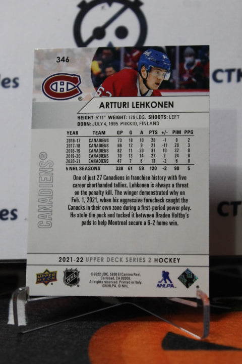 2021-22 UPPER DECK ARTTURI LEHKONEN # 346 MONTREAL CANADIANS HOCKEY CARD