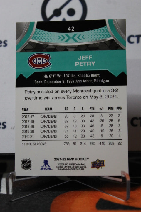 2021-22 UPPER DECK MVP JEFF PETRY # 42 MONTREAL CANADIANS HOCKEY CARD