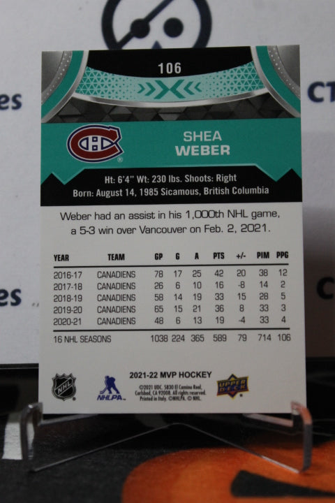 2021-22 UPPER DECK MVP SHEA WEBER # 106 MONTREAL CANADIANS HOCKEY CARD