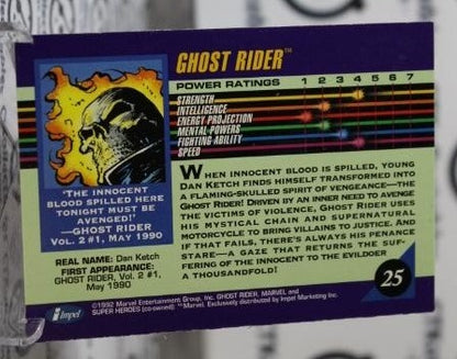 GHOST RIDER # 25 MARVEL NM  SUPER HEROES NON-SPORT TRADING CARD 1992