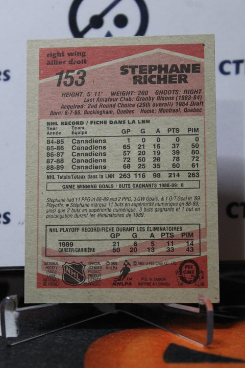 1989-90 O-PEE-CHEE STEPHANE RICHER # 153 MONTREAL CANADIENS HOCKEY CARD