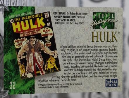 HULK # 32 MARVEL MASTERPIECES  NM  SUPER HEROES NON-SPORT TRADING CARD 1992