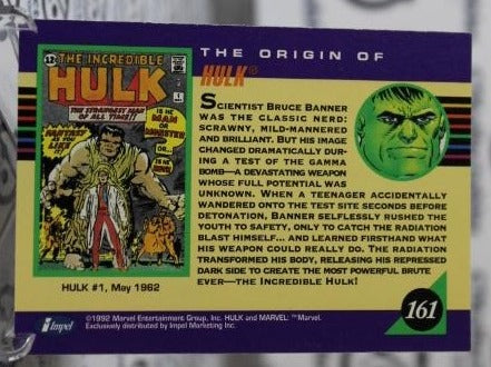 HULK # 161 MARVEL NM  SUPER HEROES NON-SPORT TRADING CARD 1992