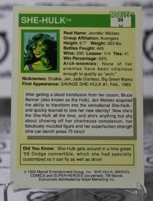 SHE-HULK # 39 MARVEL  NM IMPEL SUPER HEROES NON-SPORT TRADING CARD 1990