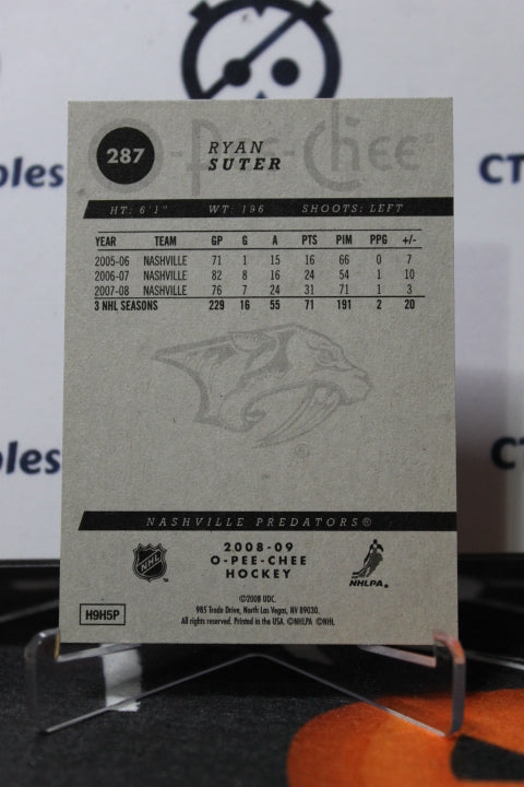 2008-09 O-PEE-CHEE RYAN SUTER # 287 NASHVILLE PREDATORS NHL HOCKEY TRADING CARD