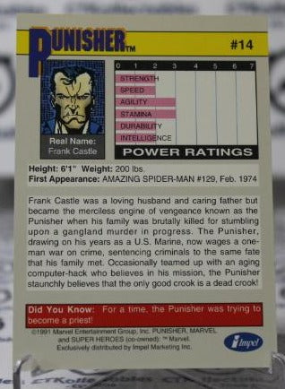 PUNISHER # 14 IMPEL MARVEL NM SUPER HEROES  NON-SPORT TRADING CARD 1991