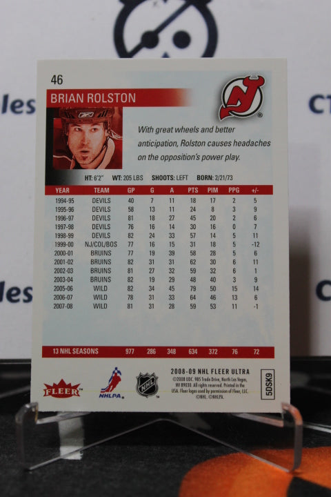 2008-09 FLEER ULTRA BRIAN ROLSTON # 46 NEW JERSEY DEVILS  NHL HOCKEY TRADING CARD