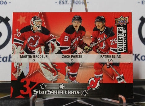 2009-10 UPPER DECK MARTIN BRODEUR ZACH PARISE PATRIK ELIAS # 218 STAR SELECTONS NEW JERSEY DEVILS  NHL HOCKEY TRADING CARD