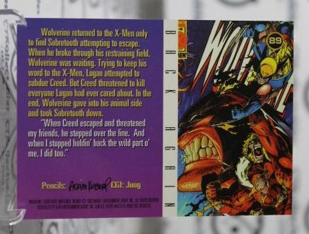 WOLVERINE SABRETOOTH # 89  BACK AGAIN MARVEL FLEER ULTRA X-MEN NON-SPORT TRADING CARD 1995