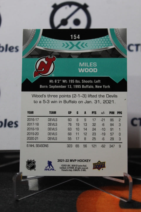 2021-22 UPPER DECK MVP MILES WOOD # 154  NEW JERSEY DEVILS  NHL HOCKEY TRADING CARD