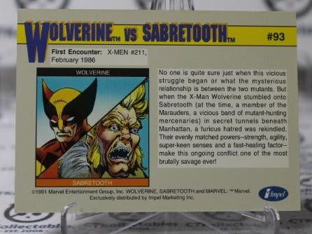 WOLVERINE VS SABRETOOTH # 93  NM X-MEN  MARVEL SUPER HEROES NON-SPORT TRADING CARD 1991