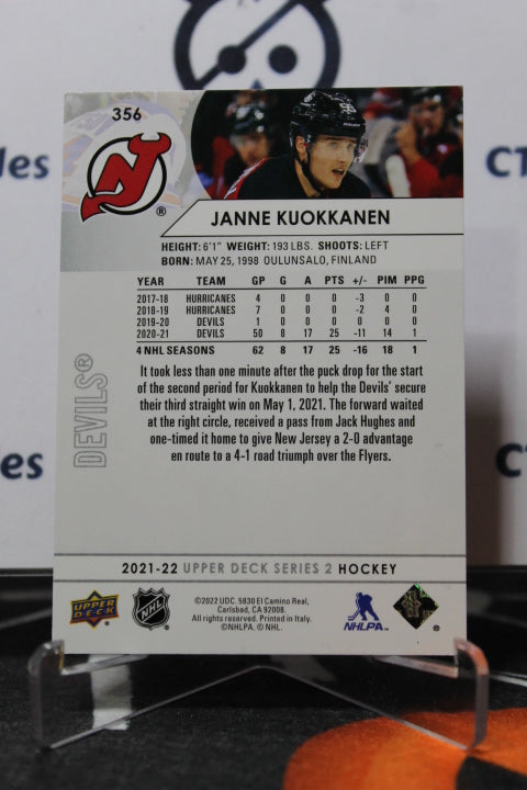 2021-22 UPPER DECK  JANNE KUOKKANEN # 356 NEW JERSEY DEVILS  NHL HOCKEY TRADING CARD