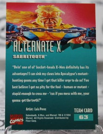 SABRETOOTH # 63 NM X-MEN '95 FLEER ULTRA MARVEL SUPER HEROES NON-SPORT TRADING CARD 1994