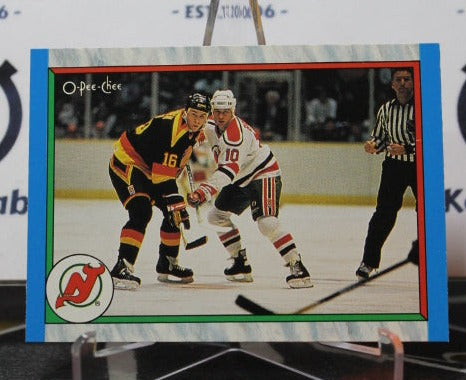 1989-90 O-PEE CHEE FINAL STANDING  # 308  NEW JERSEY DEVILS  NHL HOCKEY TRADING CARD