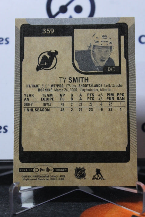 2021-22 O-PEE CHEE TY SMITH # 359  NEW JERSEY DEVILS  NHL HOCKEY TRADING CARD