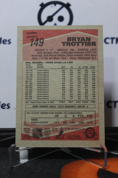 1989-90 O-PEE CHEE BRYAN TROTTIER # 149 NEW YORK ISLANDERS NHL HOCKEY CARD