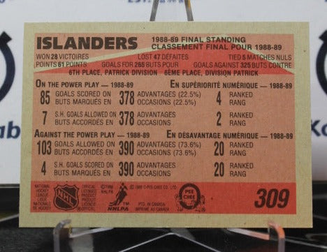 1989-90 O-PEE CHEE FINAL STANDINGS # 309 NEW YORK ISLANDERS NHL HOCKEY CARD