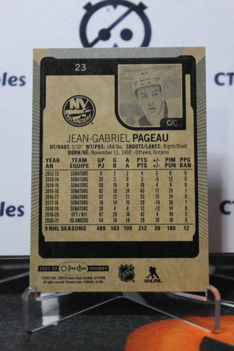 2021-22 O-PEE CHEE JEAN-GABRIEL PAGEAU # 23 NEW YORK ISLANDERS NHL HOCKEY CARD