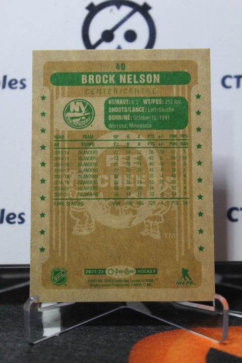 2021-22 O-PEE CHEE BROCK NELSON # 40 RETRO NEW YORK ISLANDERS NHL HOCKEY CARD