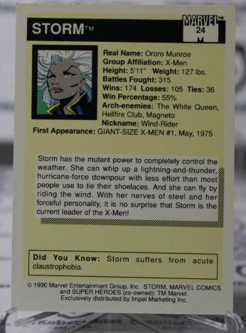 STORM # 24  X-MEN MARVEL NM SUPER HEROES  NON-SPORT TRADING CARD IMPEL 1990