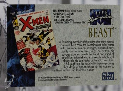 BEAST # 7  X-MEN MARVEL MASTERPIECES NM SUPER HEROES  NON-SPORT TRADING CARD SKYBOX 1992 MINOR WEAR