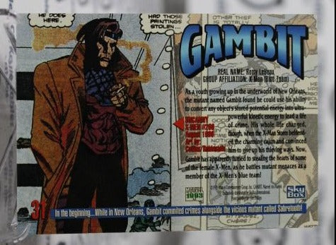 GAMBIT # 31  X-MEN MARVEL MASTERPIECES NM SUPER HEROES  NON-SPORT TRADING CARD SKYBOX  1993