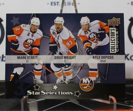 2009-10 UPPER DECK MARK STREIT DOUG WEIGHT KYLE OKPOSO  # 219  STAR SELECTIONS NEW YORK ISLANDERS HOCKEY CARD