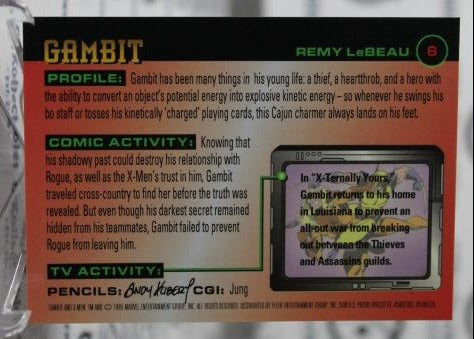 GAMBIT # 6  X-MEN FLEER ULTRA MARVEL NM SUPER HEROES  NON-SPORT TRADING CARD 1995