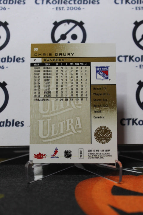 2009-10 FLEER ULTRA CHRIS DRURY # 99 NEW YORK RANGERS  NHL HOCKEY TRADING CARD