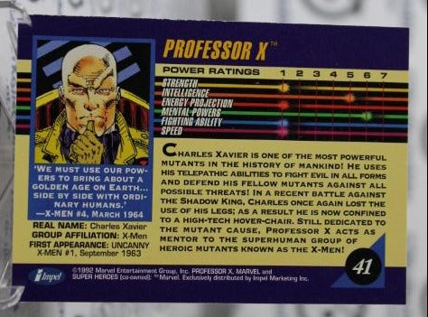 PROFESSOR X # 41 X-MEN  MARVEL NM SUPER HEROES  NON-SPORT TRADING CARD IMPEL 1992