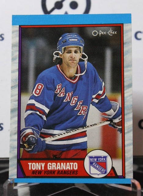 1989-90 O-PEE-CHEE TONY GRANATO # 161  ROOKIE NEW YORK RANGERS  NHL HOCKEY CARD