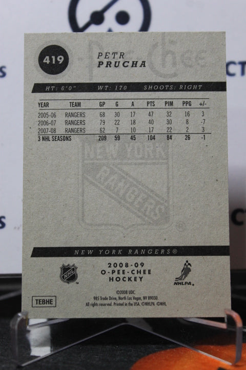 2008-09 O-PEE-CHEE PETR PRUCHA  # 419 NEW YORK RANGERS  NHL HOCKEY CARD
