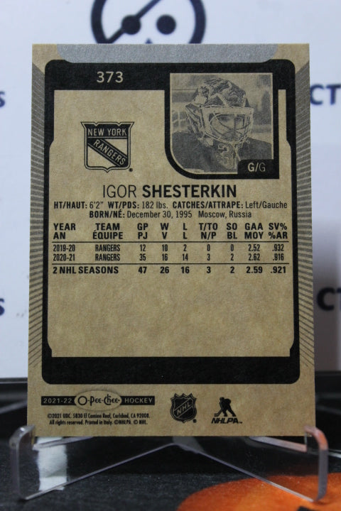 2021-22  O-PEE-CHEE IGOR SHESTERKIN  # 373  NEW YORK RANGERS  NHL HOCKEY CARD