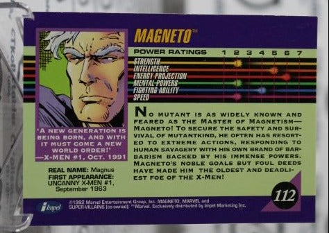 MAGNETO # 112  X-MEN MARVEL NM SUPER HEROES  NON-SPORT TRADING CARD IMPEL 1992