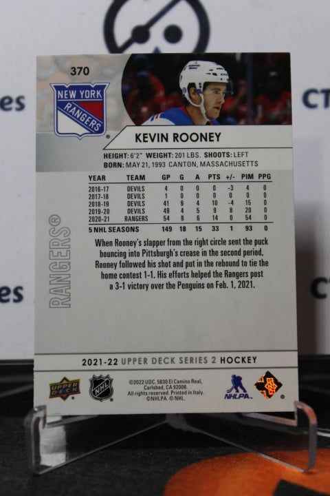 2021-22  UPPER DECK KEVIN ROONEY  # 370  NEW YORK RANGERS  NHL HOCKEY CARD