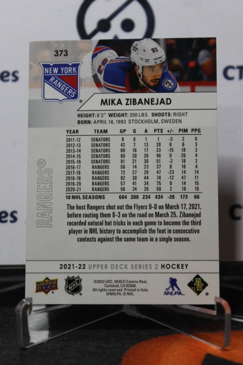 2021-22  UPPER DECK MIKA ZIBANEJAD  # 373  NEW YORK RANGERS  NHL HOCKEY CARD