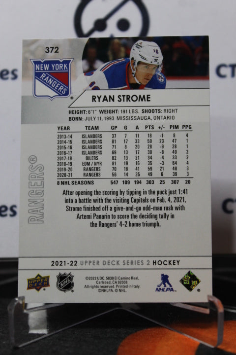 2021-22  UPPER DECK RYAN STROME  # 372  NEW YORK RANGERS  NHL HOCKEY CARD