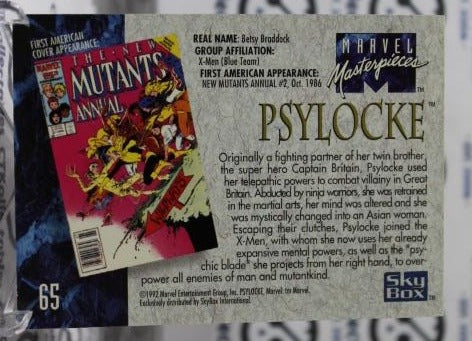 PSYLOCKE # 65  X-MEN  MARVEL MASTERPIECES NM SUPER HEROES  NON-SPORT TRADING CARD SKYBOX 1992