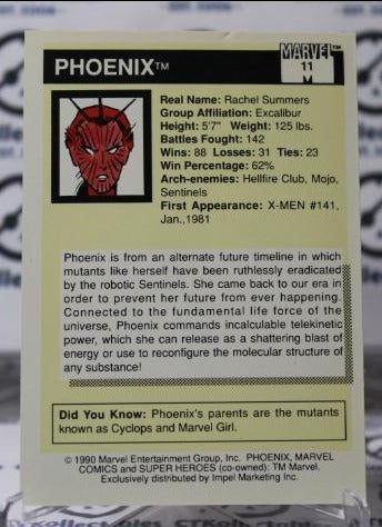 PHOENIX # 11  X-MEN  MARVEL NM SUPER HEROES  NON-SPORT TRADING CARD IMPEL 1990